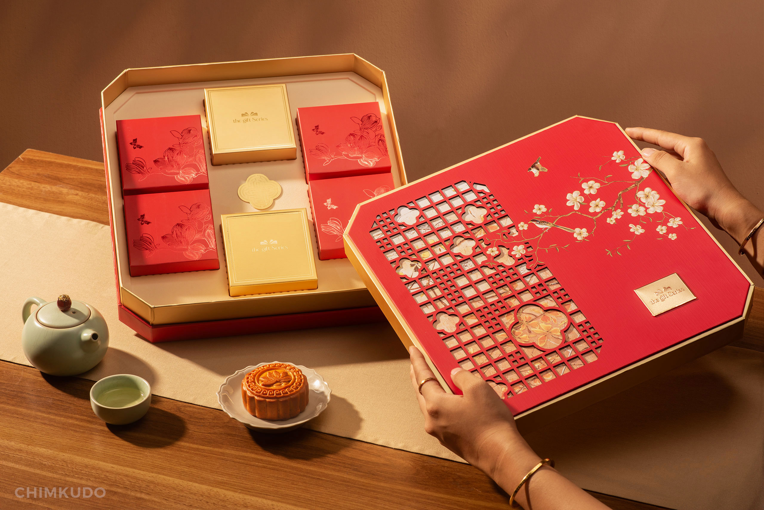 Mooncake with asian oriental concept, minimal, japanese and zen vibe, luxury