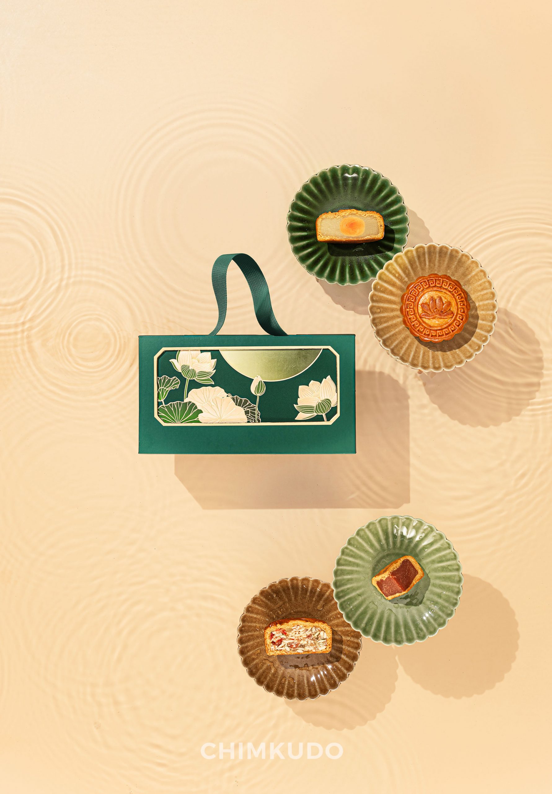 Mooncake with asian oriental concept, minimal, japanese and zen vibe, luxury